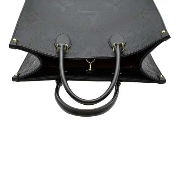 LOUIS VUITTON  Onthego MM Giant Monogram Empreinte Leather Tote Bag Black - Picture 5 of 12